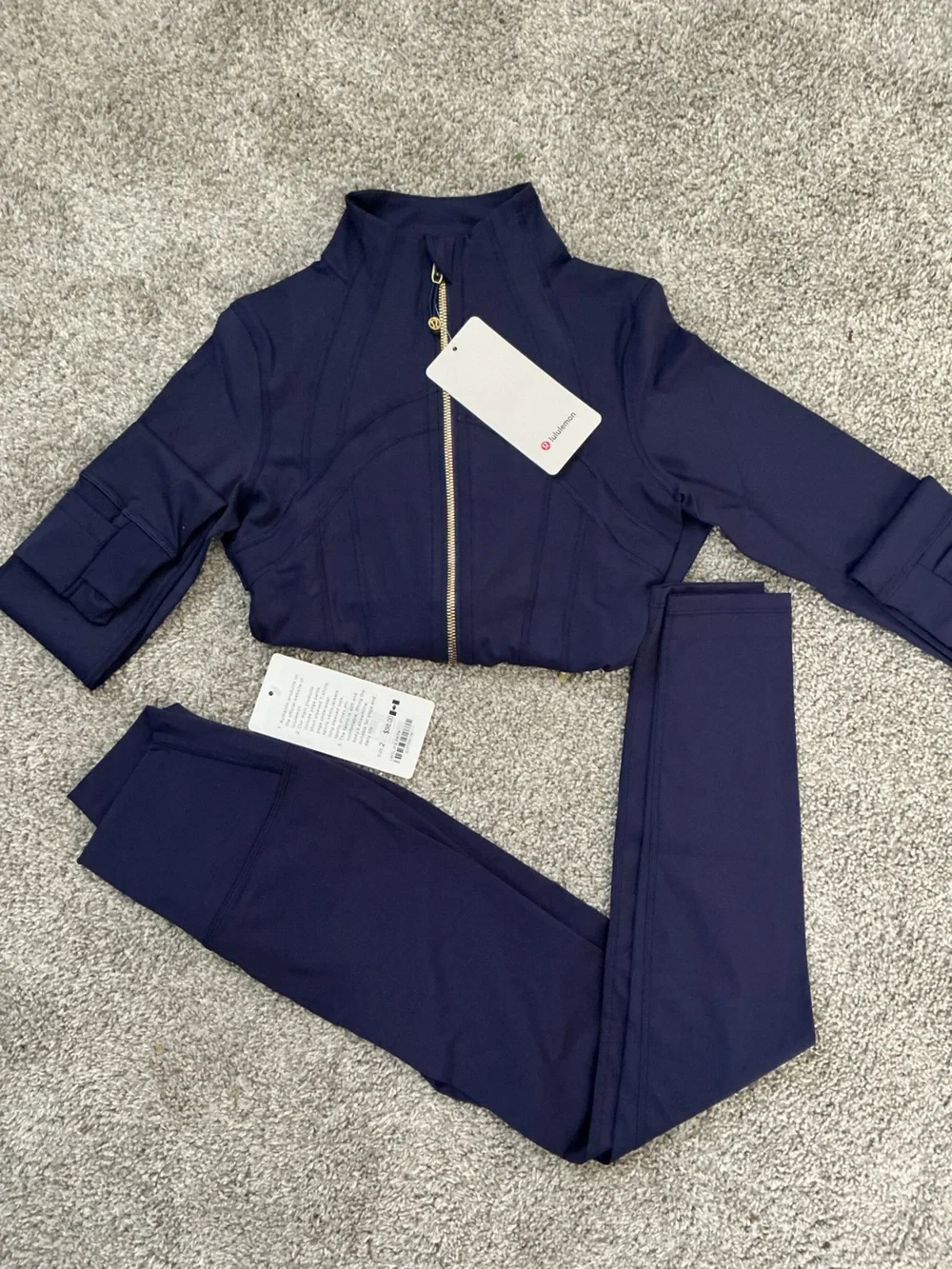 lululemon athletica Women's Deep Navy Legging Set with Gold Zipper